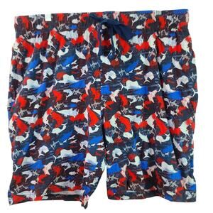 Guy Harvey Red White Blue Game Fish Light Soft Flannel Shorts Sleep Shorts L